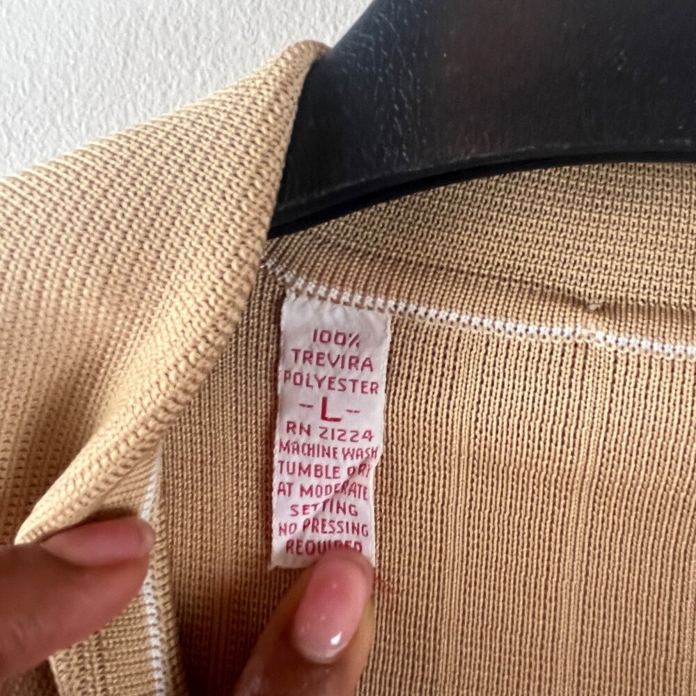Mens Vintage 70's Knit Tan Shirt - Picture 2 of 3